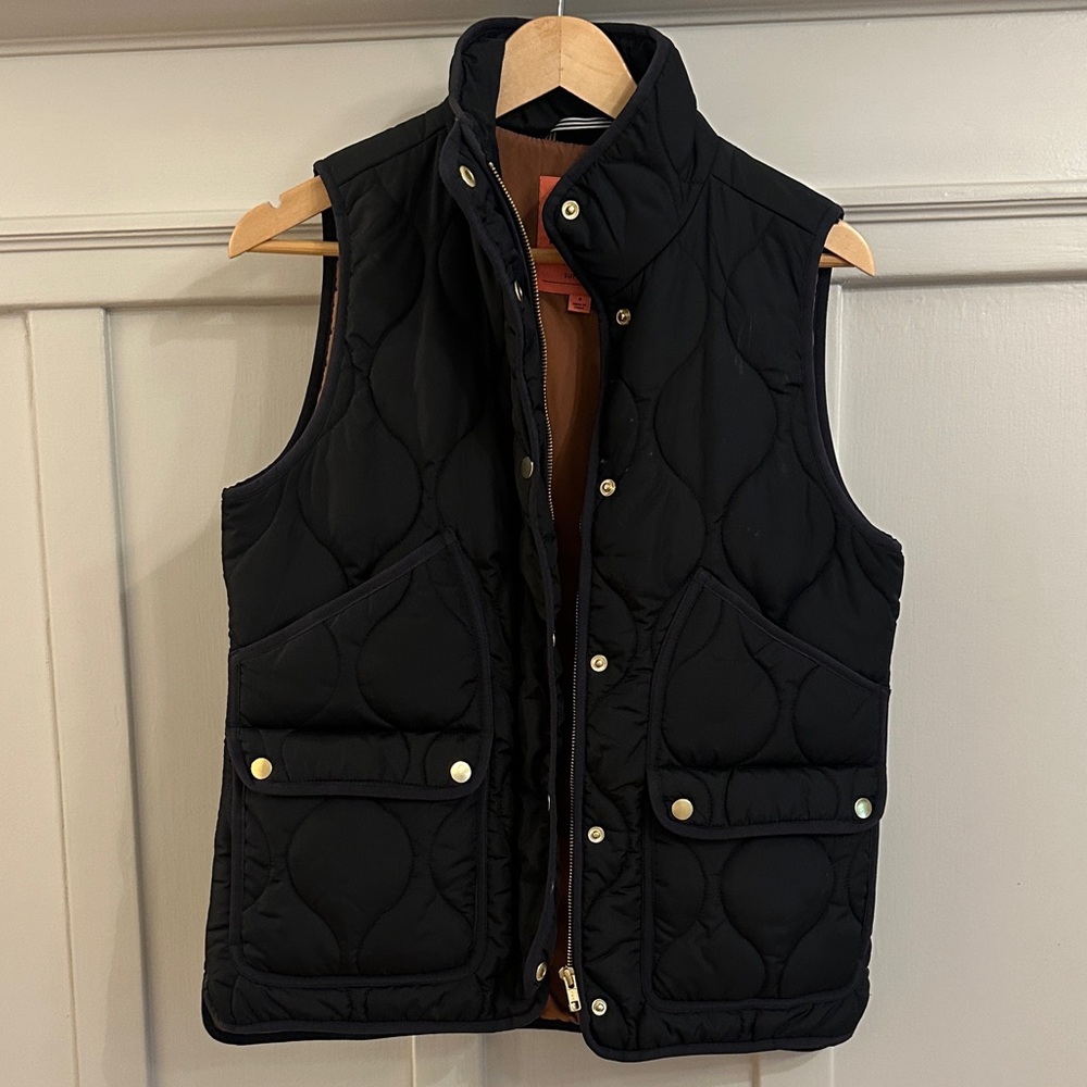 J Crew Navy Quilted Vest with Pockets